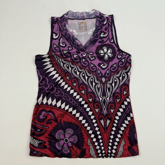 YMX YellowMan Cycling Tank Top Lightweight Sz S Purple Paisley Athletic Workout - Picture 3 of 9